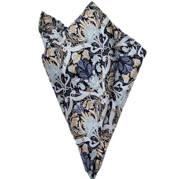 NEW Hand Stitched Silk Pocket Square Tulip Flourish Floral Fabric Men's - Picture 1 of 3